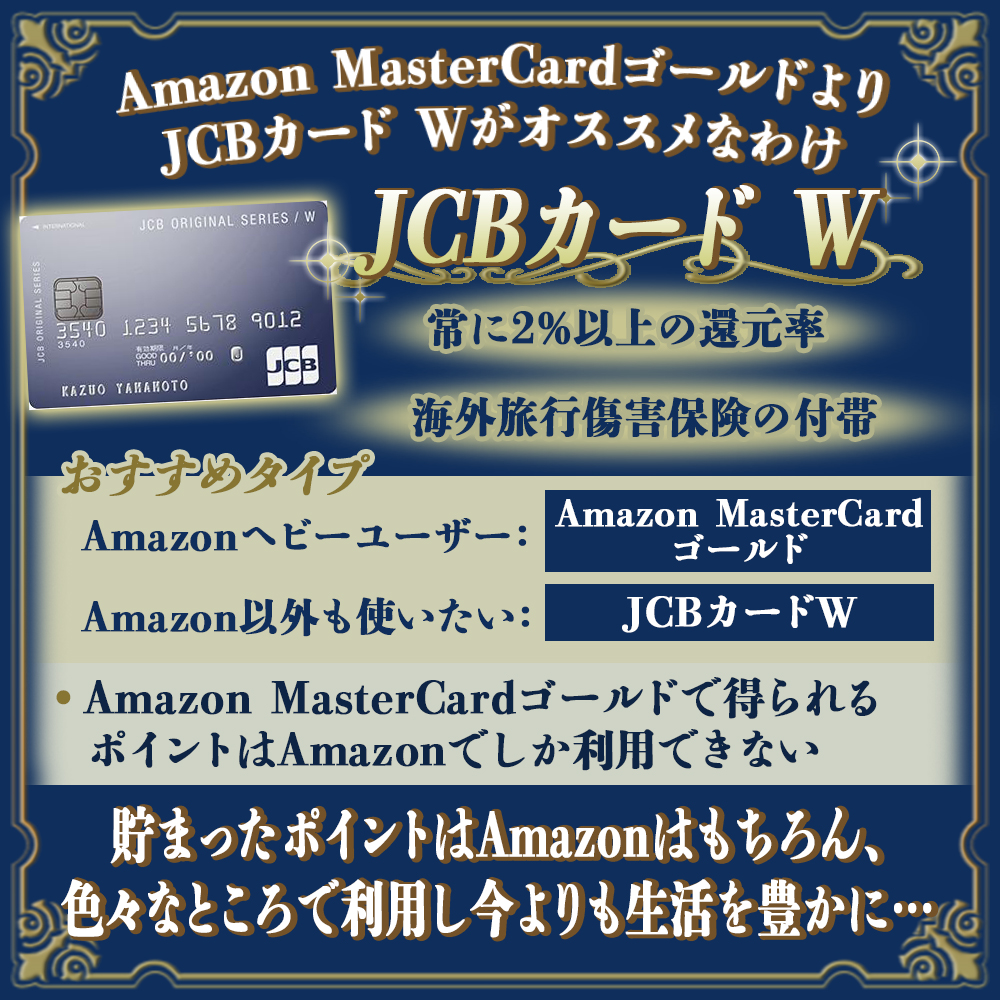 一番お得 Amazon Mastercard ゴールドの特典 利用するメリットと他社カードの還元率を比較してみた クレコミ クレジットカードの口コミ比較情報サイト