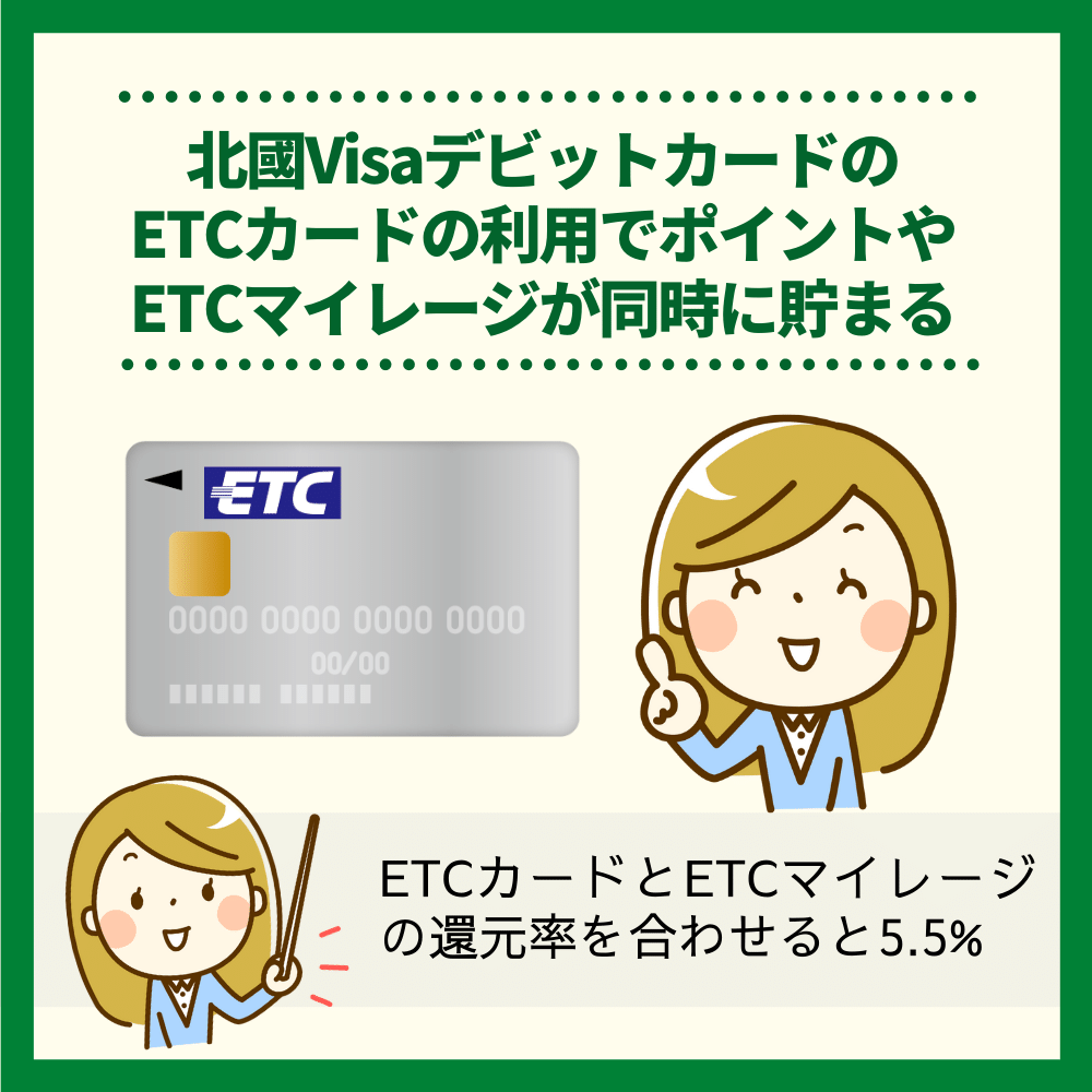 北國VisaデビットカードのETCカードの利用でポイントやETCマイレージが同時に貯まる